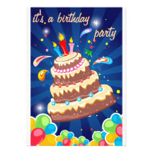 Invitación del cumpleaños de la torta del fiesta
