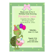 Invitación del cumpleaños de la tortuga