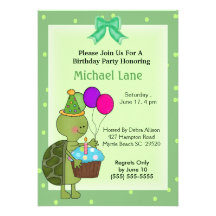 Invitación del cumpleaños de la tortuga