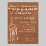 Invitación del cumpleaños de las jirafas del rosa  invitaciones
