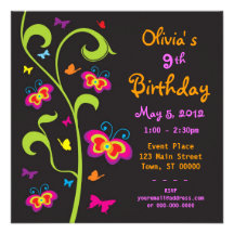Invitación del cumpleaños de las mariposas