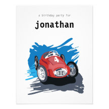 Invitación del cumpleaños de los niños - coche de 