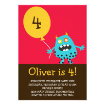 Invitación del cumpleaños de los niños - monstruo 