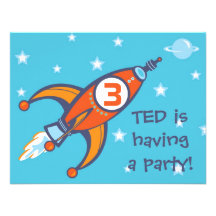 Invitación del cumpleaños de los niños - Rocket