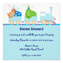 Invitación del cumpleaños de los niños: Tren 019