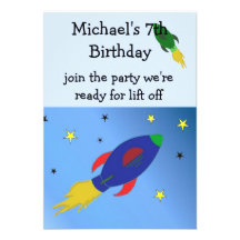Invitación del cumpleaños de Rocket de espacio