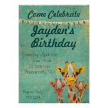 Invitación del cumpleaños de tres jirafas que mira