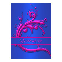 Invitación del cumpleaños del azul rosado de Quinc