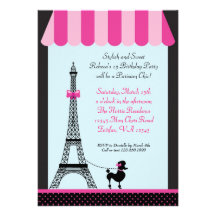 Invitación del cumpleaños del chica de la torre Ei