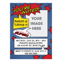 Invitación del cumpleaños del cómic