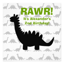 Invitación del cumpleaños del dinosaurio de la sil