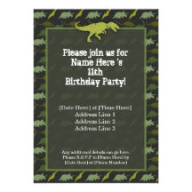 Invitación del cumpleaños del dinosaurio verde