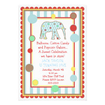 Invitación del cumpleaños del elefante del circo
