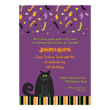 Invitación del cumpleaños del gato negro de Hallow
