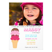 Invitación del cumpleaños del helado con la foto