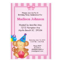 Invitación del cumpleaños del mono