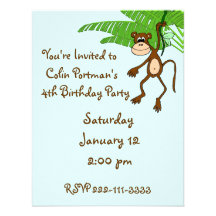 Invitación del cumpleaños del mono