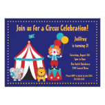 Invitación del cumpleaños del niño lindo del circo
