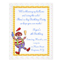 Invitación del cumpleaños del payaso que hace jueg