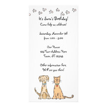 Invitación del cumpleaños del perro y del gato tarjeta fotografica  