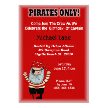 Invitación del cumpleaños del pirata de los niños