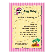 Invitación del cumpleaños del pirata del chica