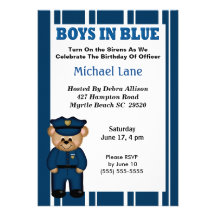 Invitación del cumpleaños del policía de los niños