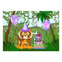 Invitación del cumpleaños del tigre de Bengala de 