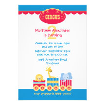 Invitación del cumpleaños del tren del circo