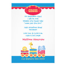 Invitación del cumpleaños del tren del circo prime