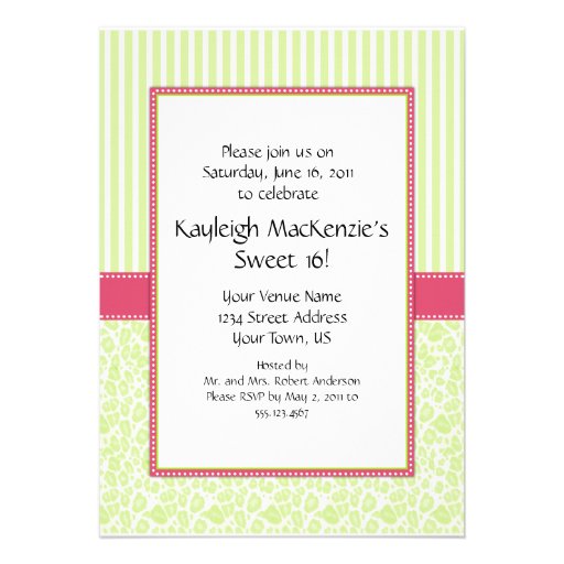 Invitación del dulce 16 de la verde lima y del ros