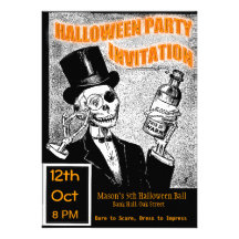 Invitación del esqueleto del fiesta de Halloween