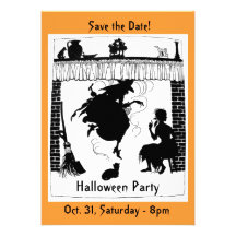 Invitación del fiesta de Halloween de la chimenea 