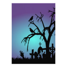 Invitación del fiesta de Halloween del cementerio 