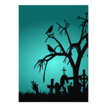Invitación del fiesta de Halloween del cementerio 