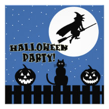 Invitación del fiesta de Halloween del gato negro