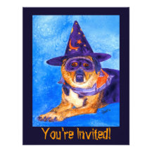 Invitación del fiesta de Halloween - perro de la b