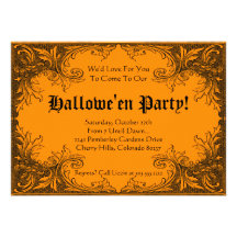 Invitación del fiesta de Halloween - volutas elega