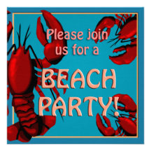 Invitación del fiesta de la playa de la langosta