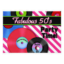 invitación del fiesta de los años 50