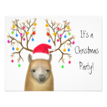 Invitación del fiesta de Navidad de la alpaca