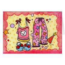 Invitación del fiesta de pijama felicitación