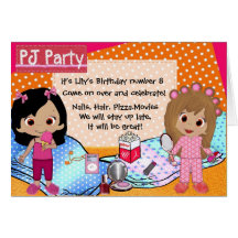 Invitación del fiesta de pijama tarjeton