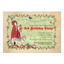 Invitación del fiesta del Caperucita Rojo