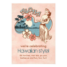 Invitación del fiesta del chica de Hula de la hawa