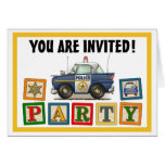 Invitación del fiesta del coche del poli de Crusie Tarjeta