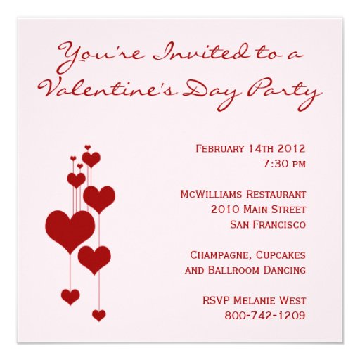 Invitación del fiesta del día de San Valentín