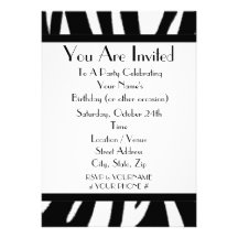 Invitación del fiesta del estampado de zebra