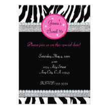 Invitación del fiesta del estampado de zebra de la