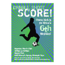 Invitación del fiesta del fútbol - chica, verde y 